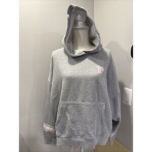 Victoria's Secret PINK Pullover Hoodie Size XL Gray P Arm Stripes